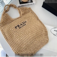 Good Quality Prada Raffia Straw Tote Bag 1BG424 Khaki 2024