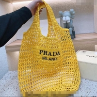 Good Taste Prada Raffia Straw Tote Bag 1BG424 Yellow 2024