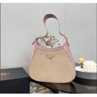 Well Crafted Prada Straw Hobo shoulder bag 1BC179 Beige/Pink 2024