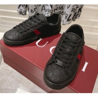 Unique Style Gucci Ace Sneakers with Web in GG Leather Black 814107