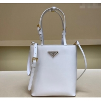 Super Quality Prada Leather Bucket Bag 1BA401 White 2024