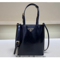 Promotional Prada Leather Bucket Bag 1BA401 Black 2024