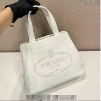 Super Quality Prada Grained Leather Tote Bag 1BC384 White 2024