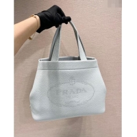 Buy New Cheap Prada Grained Leather Tote Bag 1BC384 Grey 2024