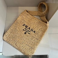 Buy Fashionable Prada Straw Shoulder Bag 040202 Khaki 2024