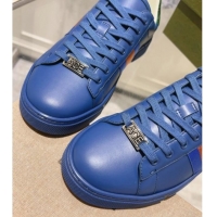 Best Grade Gucci Ace Sneakers with Web in Calf Leather Blue 814111