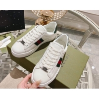 Sumptuous Gucci Ace Sneakers with Web in Calf Leather White 814115