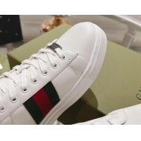 Low Price Gucci Ace Sneakers with Web and Bee in White Leather 814116