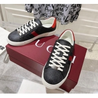 Top Grade Gucci Ace Sneakers with Web in GG Canvas Black/White 814099