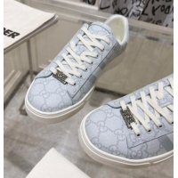 Classic Hot Gucci Ace Sneakers with Web in GG Canvas Dusty Blue 814102