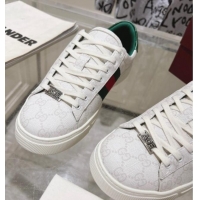 Crafted Gucci Ace Sneakers with Web in GG Canvas White 814105