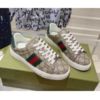 Best Product Gucci Ace Sneakers with Web in GG Canvas Beige/Brown 814106