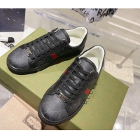 Top Design Gucci Ace Sneakers with Web in GG Canvas Black 814114