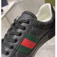 Top Design Gucci Ace Sneakers with Web in GG Canvas Black 814114