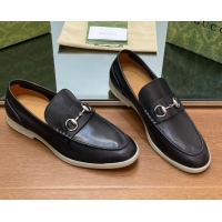 Good Quality Gucci Men's Horsebit Leather Loafers Black 814129