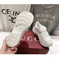 Stylish Gucci Wave Wedge Sneakers 6.3cm in White Leather with Chinese Dragon Print 906005