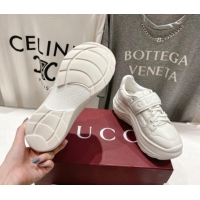 Durable Gucci Wave Wedge Sneakers 6.3cm in White Leather with Web Print 906006