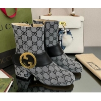 Luxury Gucci Blondie GG Canvas Ankle Boot 5.5cm Grey 906016