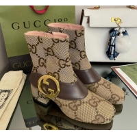 Pretty Style Gucci Blondie Maxi GG Canvas Ankle Boot 5.5cm Camel 906019