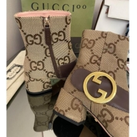 Pretty Style Gucci Blondie Maxi GG Canvas Ankle Boot 5.5cm Camel 906019