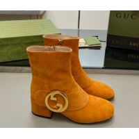 Good Quality Gucci Blondie Suede Ankle Boot 5.5cm Light Orange 906020