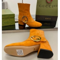 Good Quality Gucci Blondie Suede Ankle Boot 5.5cm Light Orange 906020