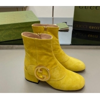 Stylish Gucci Blondie Suede Ankle Boot 5.5cm Yellow 906021