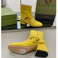 Stylish Gucci Blondie Suede Ankle Boot 5.5cm Yellow 906021