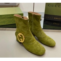 Good Looking Gucci Blondie Suede Ankle Boot 5.5cm Green 906022