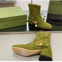 Good Looking Gucci Blondie Suede Ankle Boot 5.5cm Green 906022