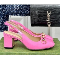 Low Cost Gucci Patent Leather Horsebit Slingback Pumps 6.5cm Pink 906049