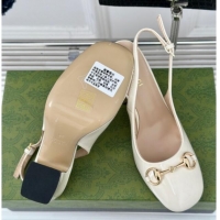 Discount Gucci Patent Leather Horsebit Slingback Pumps 9.5cm White 906050