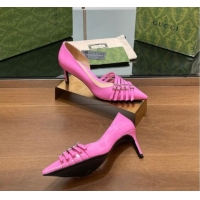 Trendy Design Gucci Patent Calf Leather Pumps 6.5cm with Multi Buckle Pink 906088