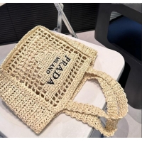 Promotional Prada Crochet Raffia Straw Mini Tote bag 1BG444 Beige 2024