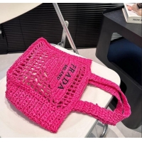 Well Crafted Prada Crochet Raffia Straw Mini Tote bag 1BG444 Dark Pink 2024