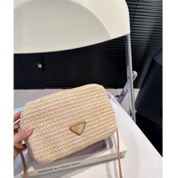 Grade Design Prada Raffia Straw Camera Bag 0402 Beige 2024