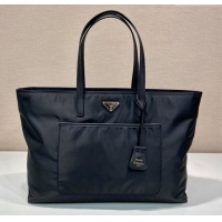 Good Taste Prada Re-Edition 1978 large Re-Nylon and Saffiano leather tote bag 1BG527 Black 2024