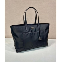 Good Taste Prada Re-Edition 1978 large Re-Nylon and Saffiano leather tote bag 1BG527 Black 2024