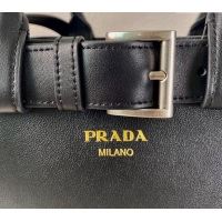 Buy Discount Prada Buckle medium leather handbag with belt 1BA434 Black 2024