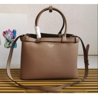 Famous Brand Prada Buckle medium leather handbag with double belt 1BA417 Powder Beige 2024