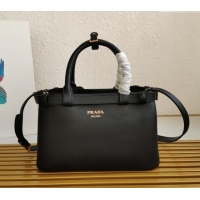 Big Discount Prada Buckle small leather handbag with double belt 1BA418 Black 2024