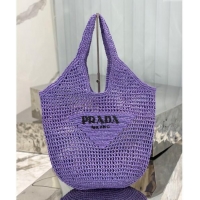 Good Quality Prada Crochet Tote bag 1BG424 Purple 2024