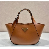 Famous Brand Prada medium leather tote bag 1BG483 Brown 2024