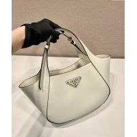 Top Quality Prada medium leather tote bag 1BG483 White 2024