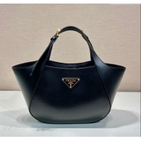 Top Grade Prada medium leather tote bag 1BG483 Black 2024