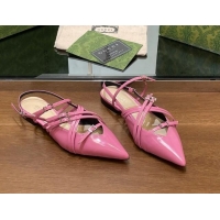 Good Product Gucci Strappy Buckle Patent Leather Slingback Ballet Flat Pink 906096