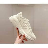 Good Quality Gucci Rhyton Sneakers in Ivory White Leather with Interlocking 906103