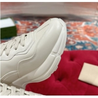 Top Grade Gucci Rhyton Sneakers in Ivory White Leather with Berry Print 0906106