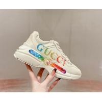 Purchase Gucci Rhyton Sneakers in Ivory White Leather with Multicolor Web 906117