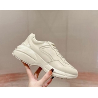 Top Design Gucci Rhyton Sneakers in All Ivory White Leather 906118